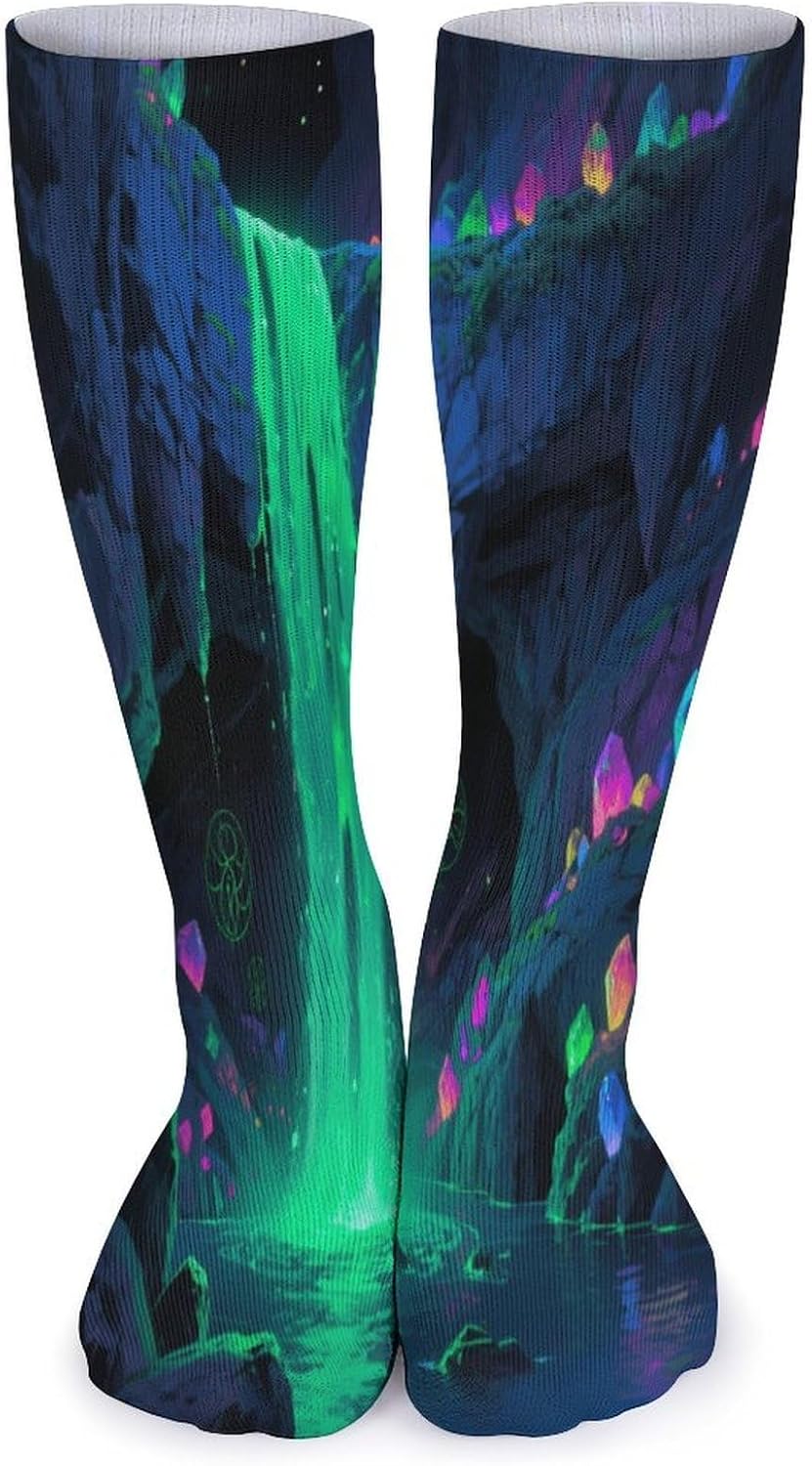Fantasy Cave Crew Socks High Stocking Thermal Socks | Tube Socks-Breathable-Moisture-Soft-wicking for Hospital Pilates Yoga for women men Grippy for office and daily walking