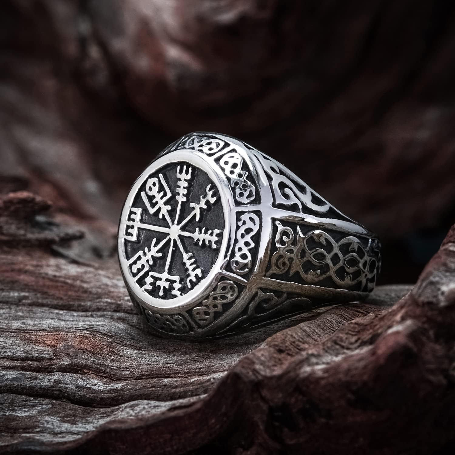 BAVIPOWER Viking Vegvisir Nordic Compass Valknut Odin Symbol Rune Celtic Knot Stainless Steel Ring Powerful Guidance Pagan Jewelry - Image 2