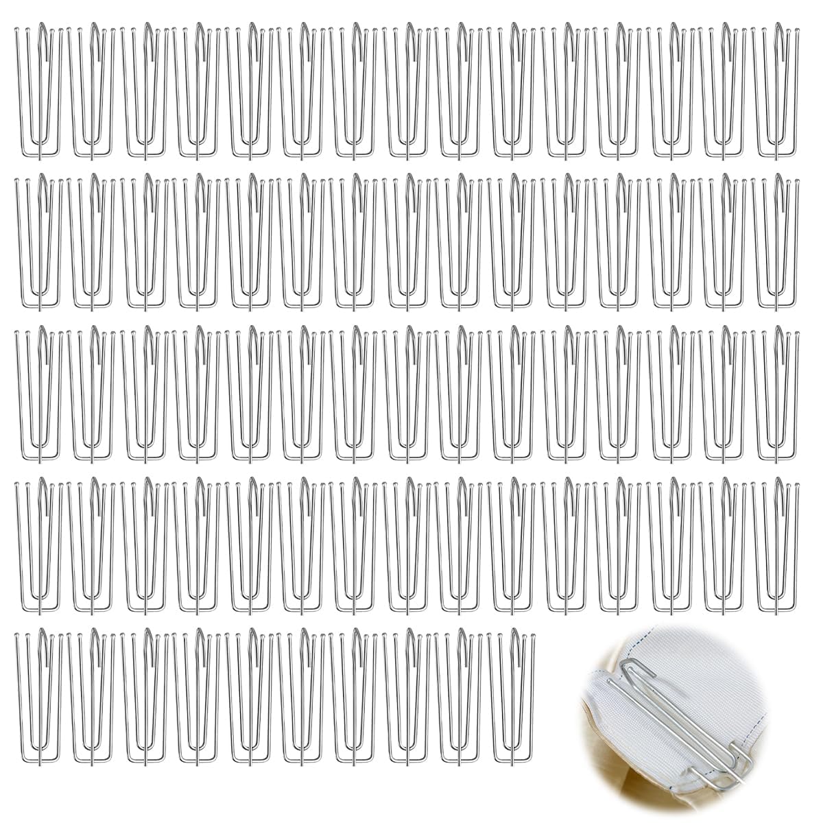 70 Pieces Silver Metal Curtain Hooks, Heavy Duty 4 Deep Prong Pinch Pleat Curtain Hooks for Pencil Pleat Curtains, Rings and Rails