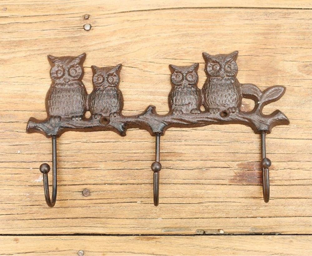 Crochet mural hibou en fonte déco campagne pour votre entrée