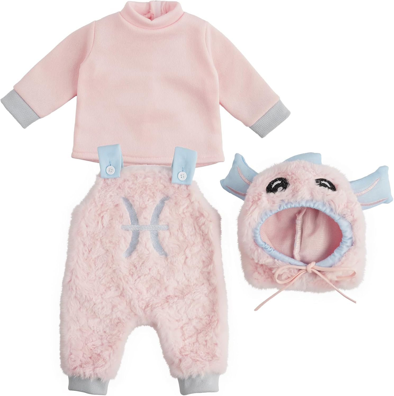 BABESIDE 3 Pcs Reborn Baby Doll Clothes Set for 17-22 Inch Babydolls, Cute Animal Reborn Baby Doll Accessories Set with Hat for Realistic Dolls Girl, Pink