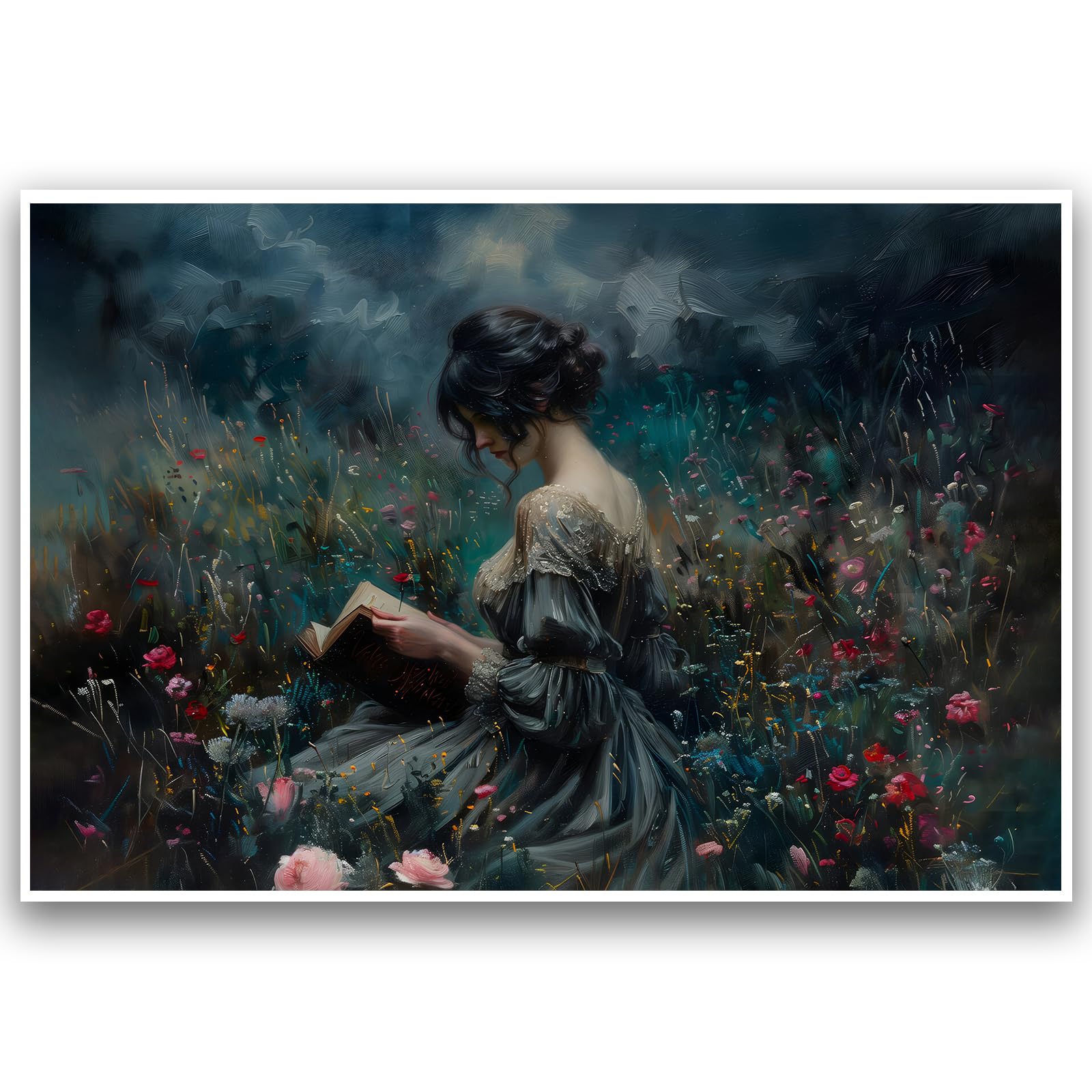 Vintage Reading Wall Art Book Lovers Art Library Wall Art Vintage Victorian Fine Art Poster Woman Reading A