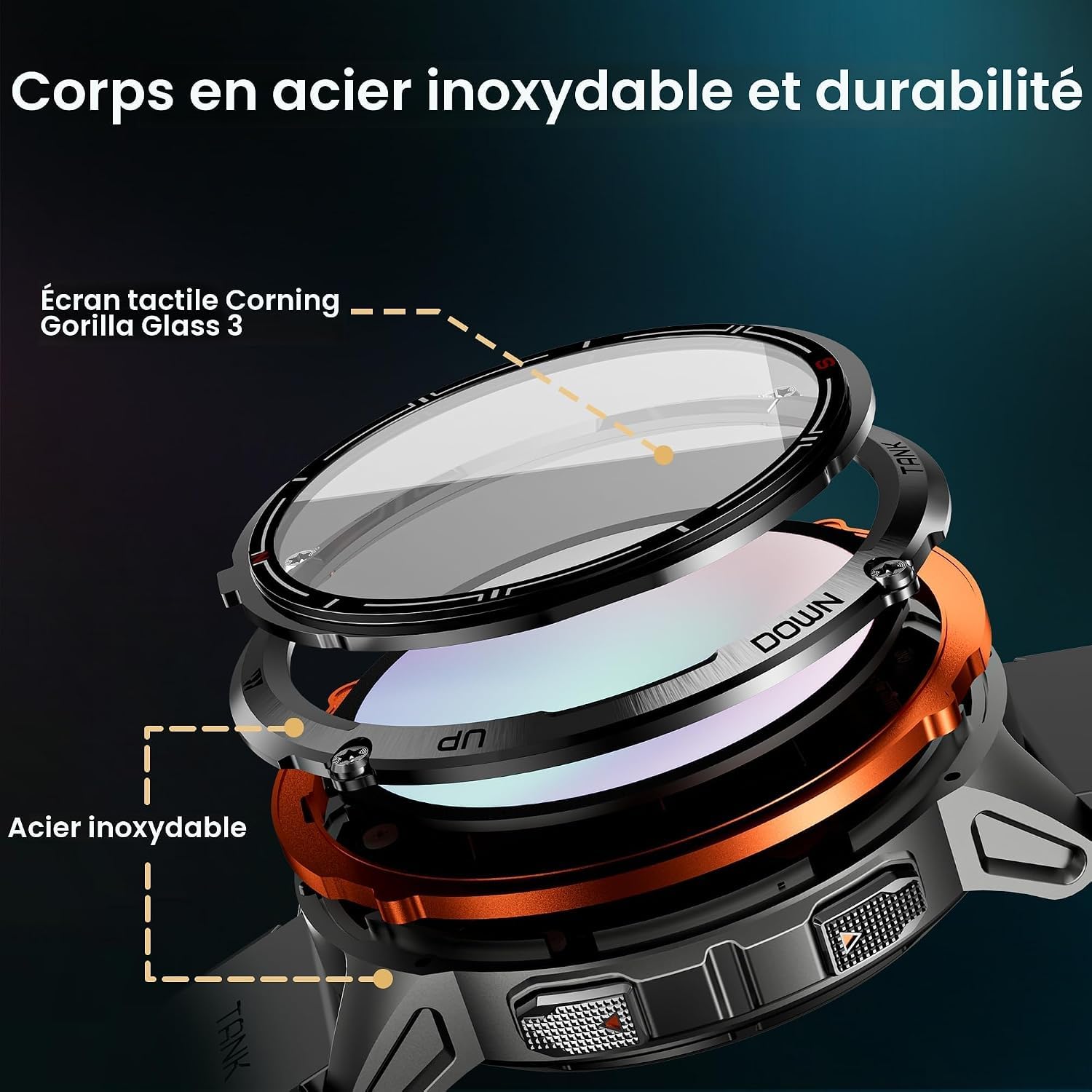 KOSPET Tank T3 Ultra 2 Montre Connectée Homme avec GPS et Appel Bluetooth (T3U2)