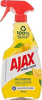 Ajax Spray n' Wipe Multi-Purpose Cleaner Trigger, Antibacterial Disinfectant, 500mL, Lemon Citrus Surface Spray, Household...