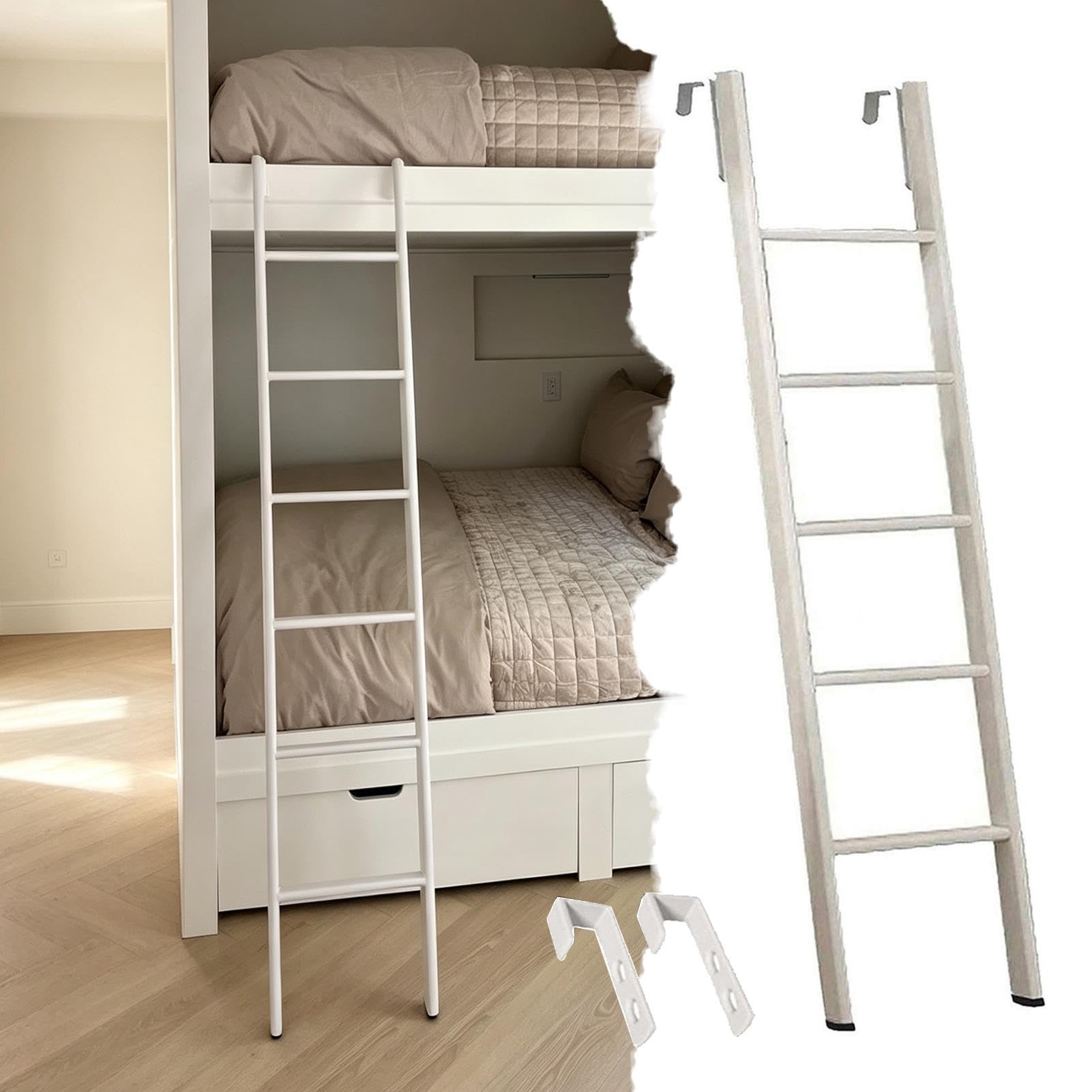Hochbett Leiter Weiße Metallleiter Etagenbett, Haken, Breiten Stufen