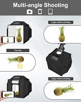 PULUZ Upgraded 16x16 inch Photo Light Box, 480 LEDs Photo Studio Tent Soft Box, CRI 95+ Dimmable Shooting Box with 4 Backdrops for Product Photography