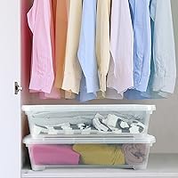 Vista 7 de Paquete de 3 cajas de almacenamiento de plástico debajo de la cama, contenedor de cierre transparente con tapa, 40 cuartos de galón