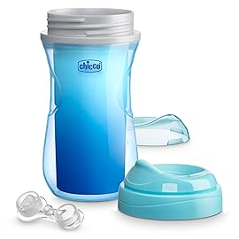 Chicco Double-Wall Insulated Sippy Cup with Bite-Proof Rim Spout and Spill-Free Lid 9oz. | Top-Rack Dishwasher Safe | Easy to Hold Ergonomic Indents | Blue/Sharks, 2pk | 12+ months