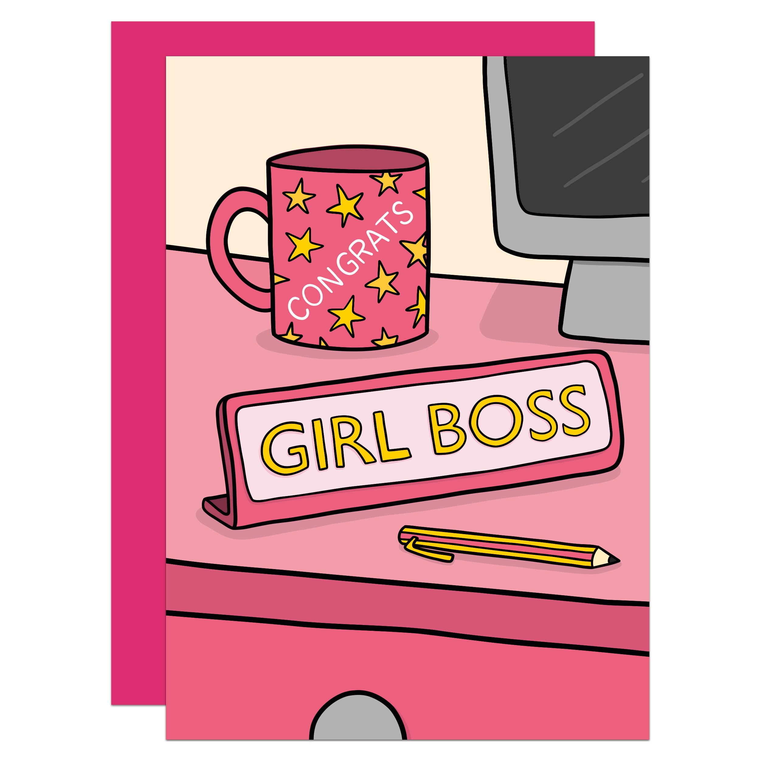 Girl Boss Card, Cute, New Job, Congratulations, Well Done, Funny, For Her