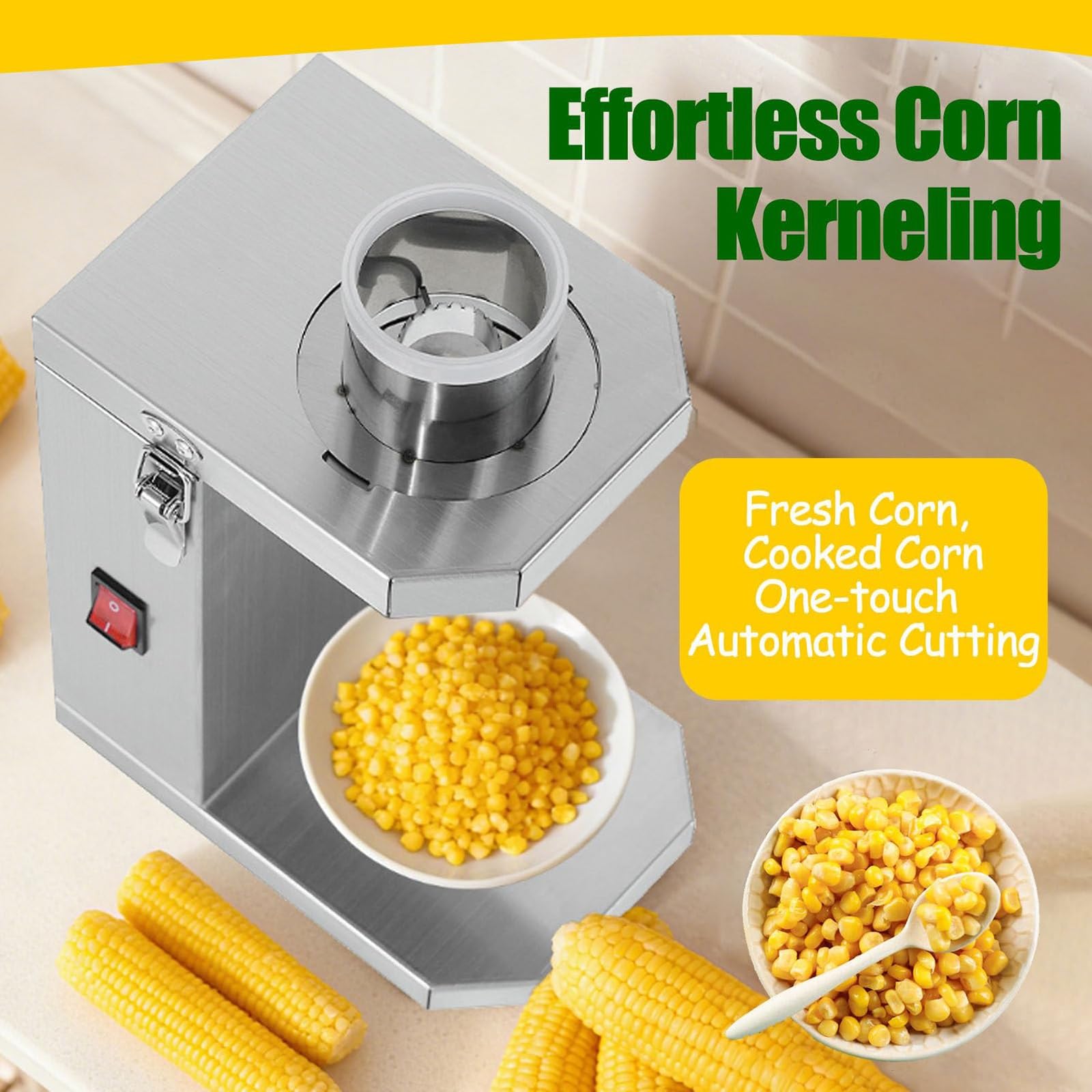 Sgranatrice elettrica per mais da 40 W, macchina sgranatrice per mais professionale, ideale per la cucina casalinga e la preparazione di alimenti a livello professionale.