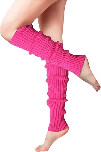 Clothirily Leg Warmers, Fashion Knit Neon Leg Warmers, Ribbed Knit Leg Warmer Socks for Yoga, Sports Party