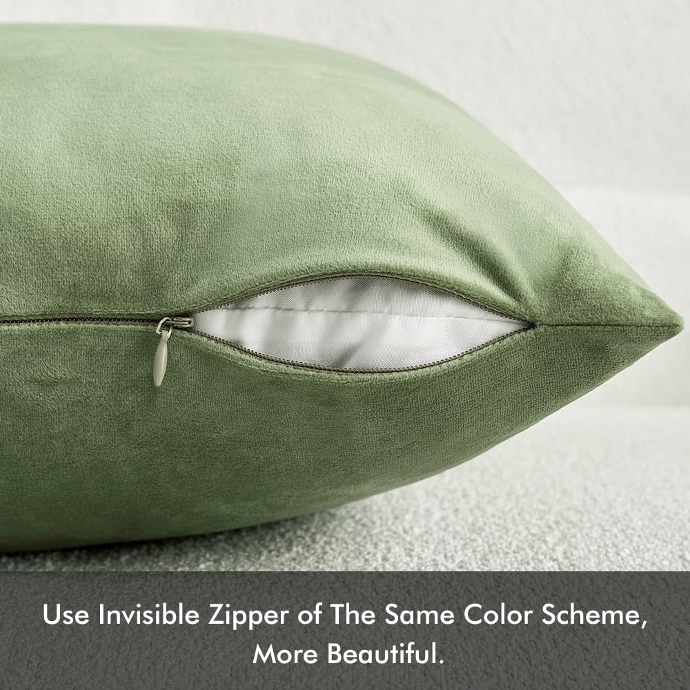 MIULEE Copricuscini Divano Camera da Letto Cuscini Arredo Fodere Arredamento Casa Federe Moderni Elegante Morbido Resistente in Velluto con la Cerniera Invisibile 2 Pezzi 40X40 CM Verde Pisello