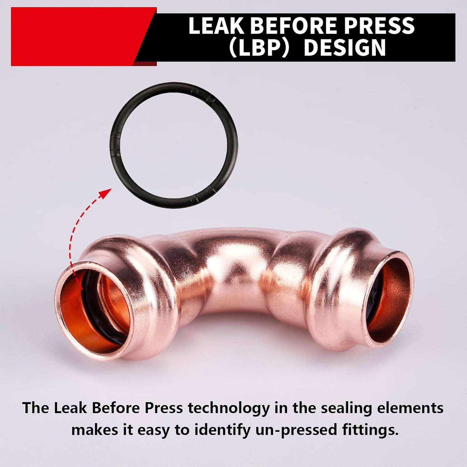 Copper Press Fitting 45 Degree Elbow Fittings, 5-Pcs 1 x 1 inch Heavy Duty Pro Press Fittings, P x P for Copper Fitting Connection, NSF 61 & 372, cUPC Certified