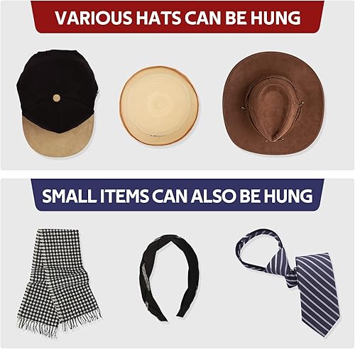 Miniatura 4 de amzealot Percheros adhesivos para armario paquete de 10 colgante minimalista para sombreros organizador de sombreros montaje en pared adecuado para