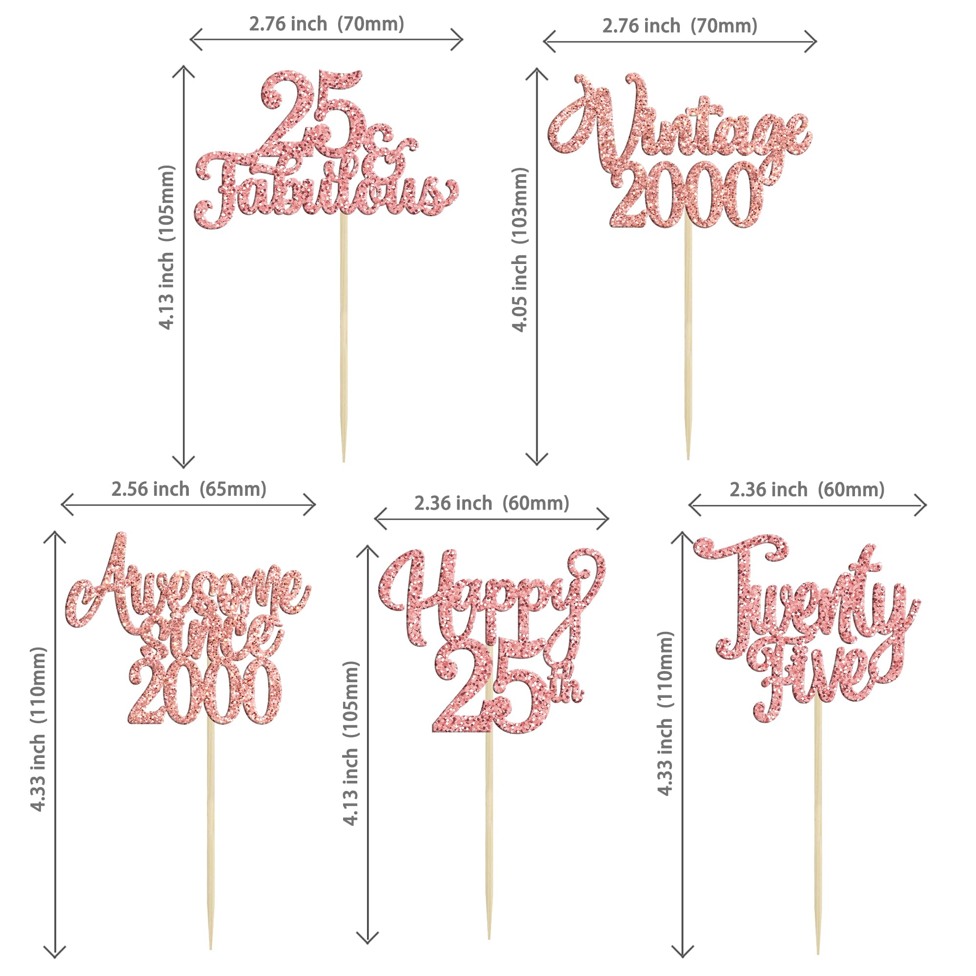 30 Cupcake-Topper '25. Geburtstag Vintage 1998' – Glitzernd, Gold, Für Mottopartys