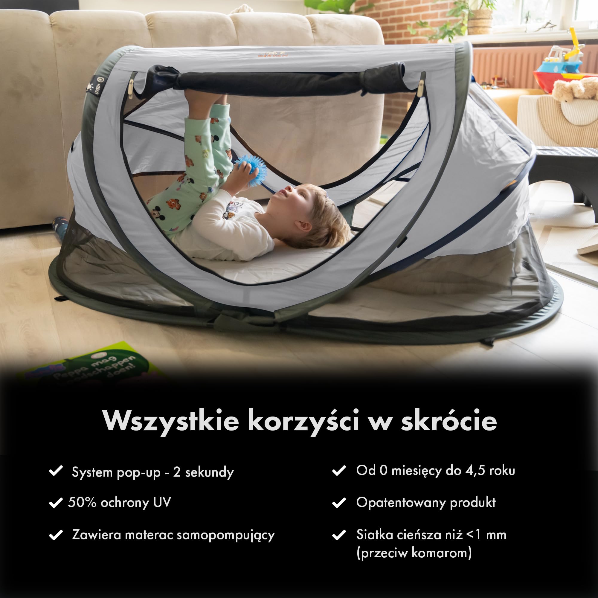 Deryan Łóżeczko podróżne Peuter Luxe srebrny, PL-srebrny