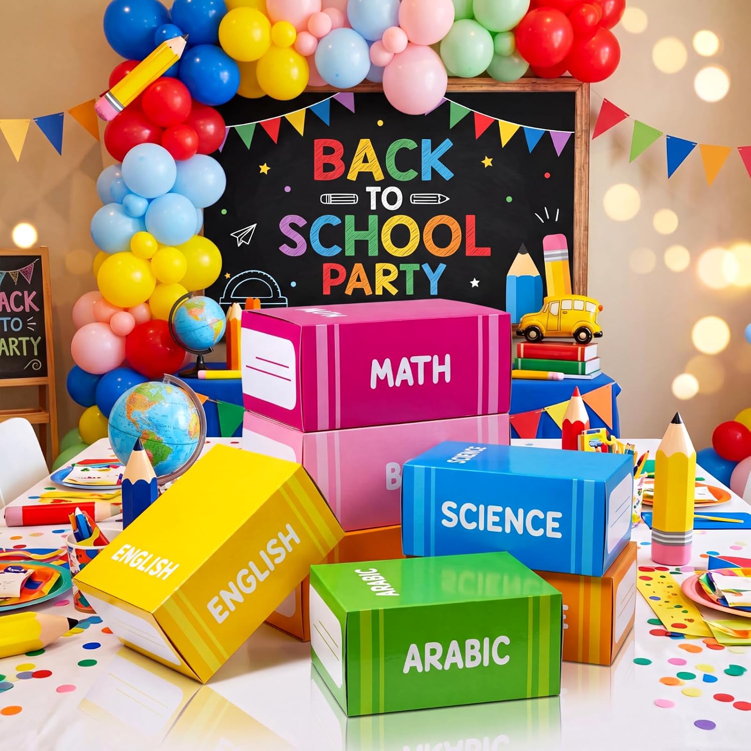 Geyoga 6 Pcs Large Back to School Decorative Balloon Boxes Book Shape