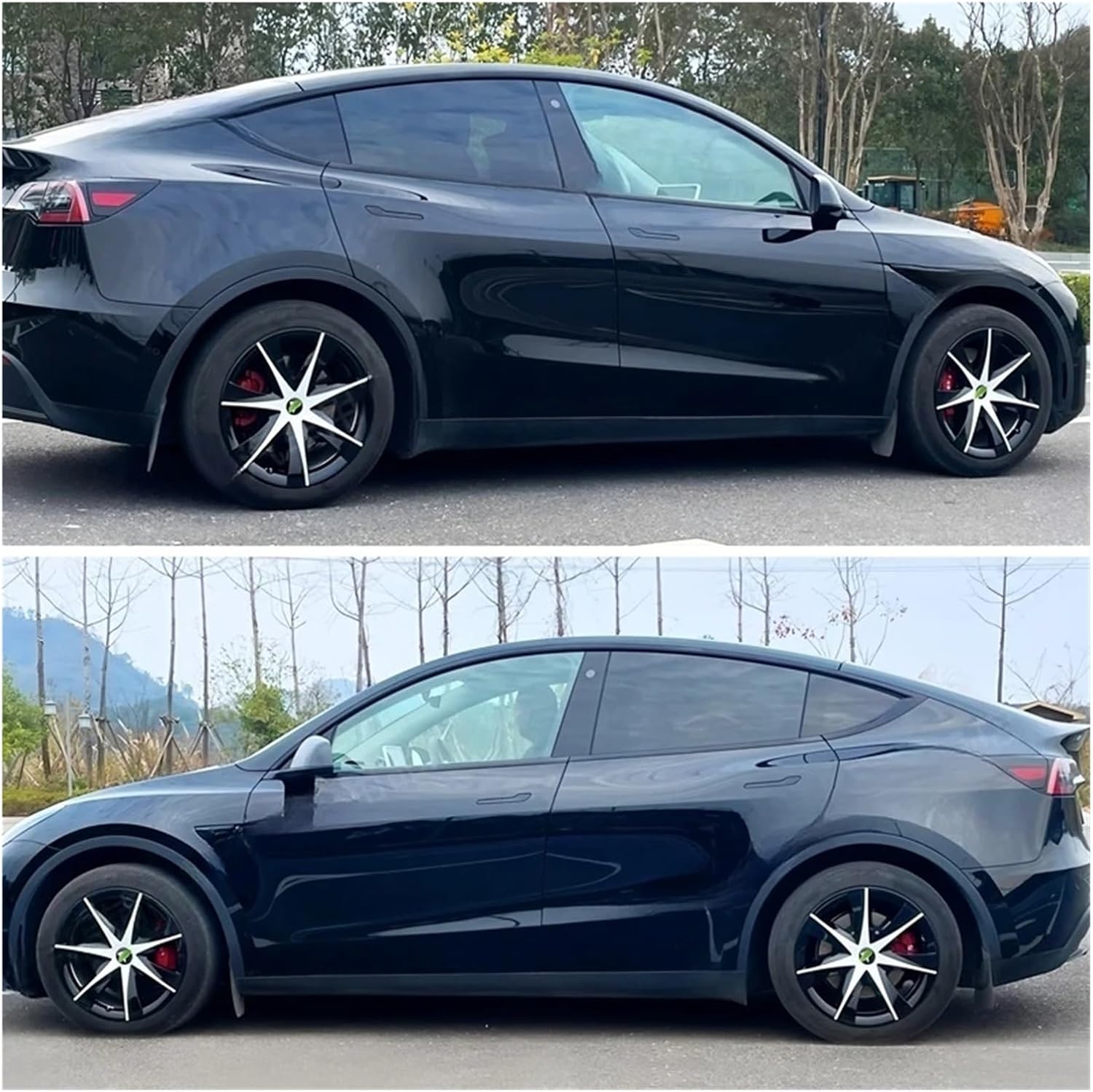 4PCS Hub Cap Compatible for Tesla Model Y Hubcap 19 Inch Full Rim Cover Wheel Cap Compatible for Gemini Accessories Wheel Parts 2018-2024(Matte Black)