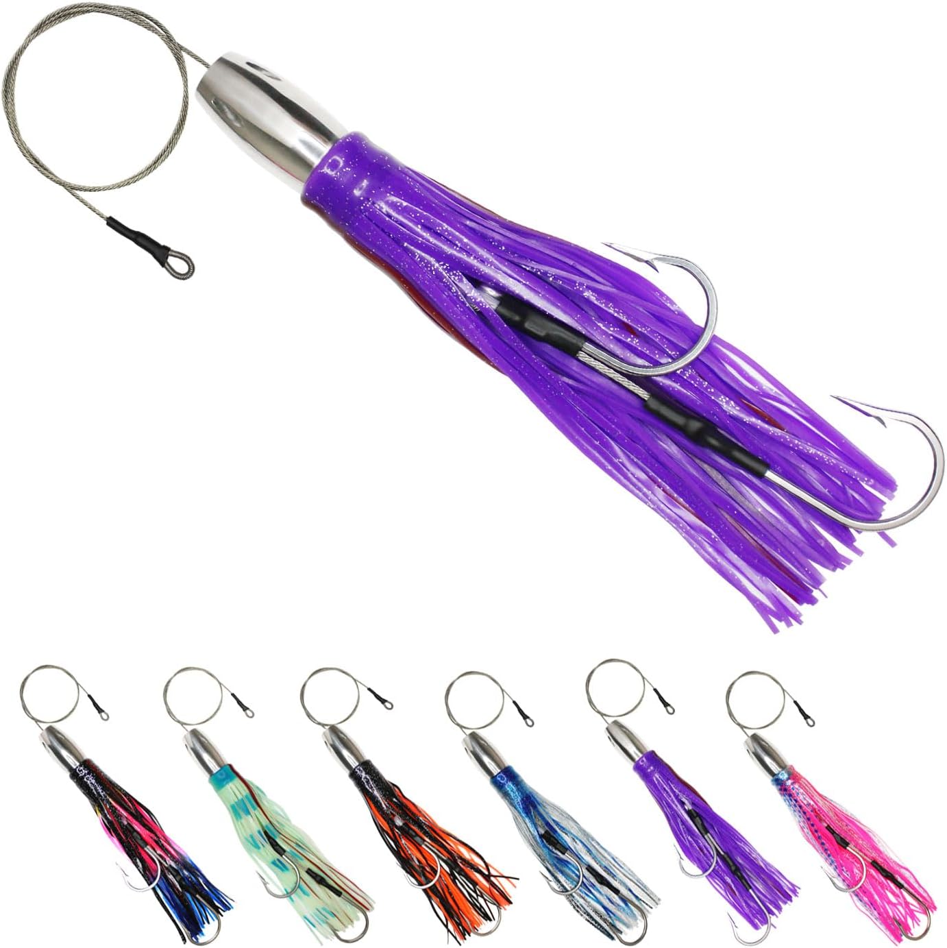 VIKETECH 12’’ 15oz Stainless Deep Sea Fishing Trolling Lure for Marlin Tuna Mahi Mahi Wahoo Sailfish Dolphin Saltwater Offshore Big Game Trolling Lures Included Mesh Bag