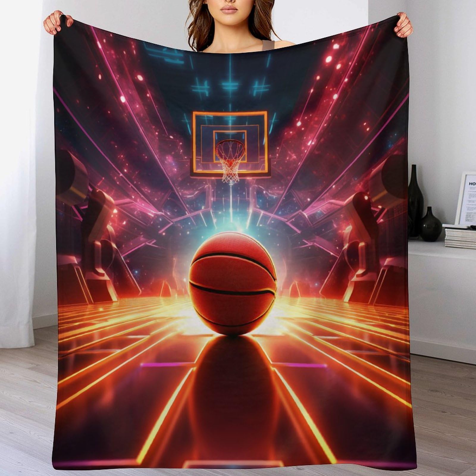 Manta de forro polar para baloncesto mullida y ligera de franela