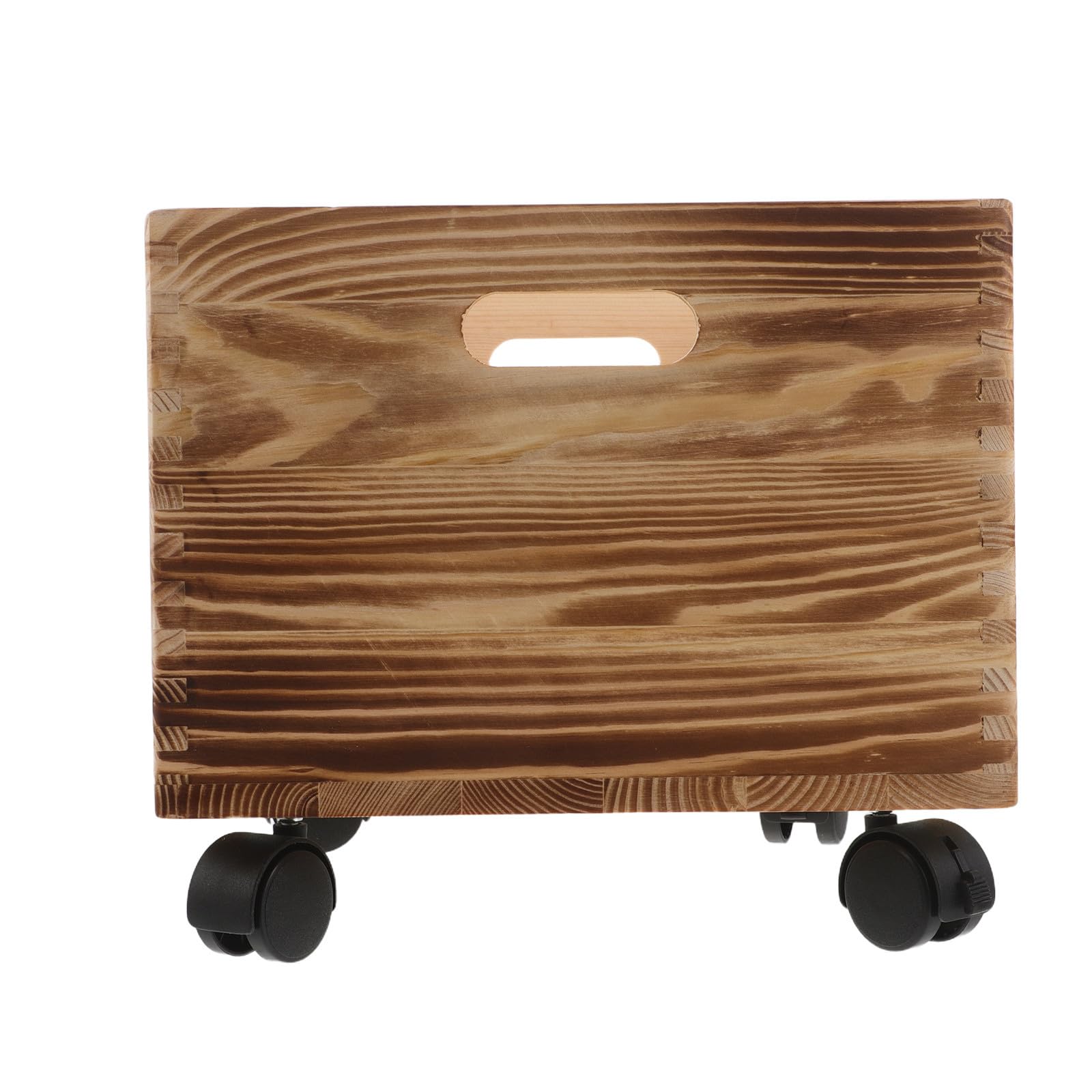 Mobestech Scatola Porta Riviste in Legno con Ruote Quadrata per Organizzazione Casa e Dormitorio Design Rustico Funzionale per Libri e Oggetti Vari