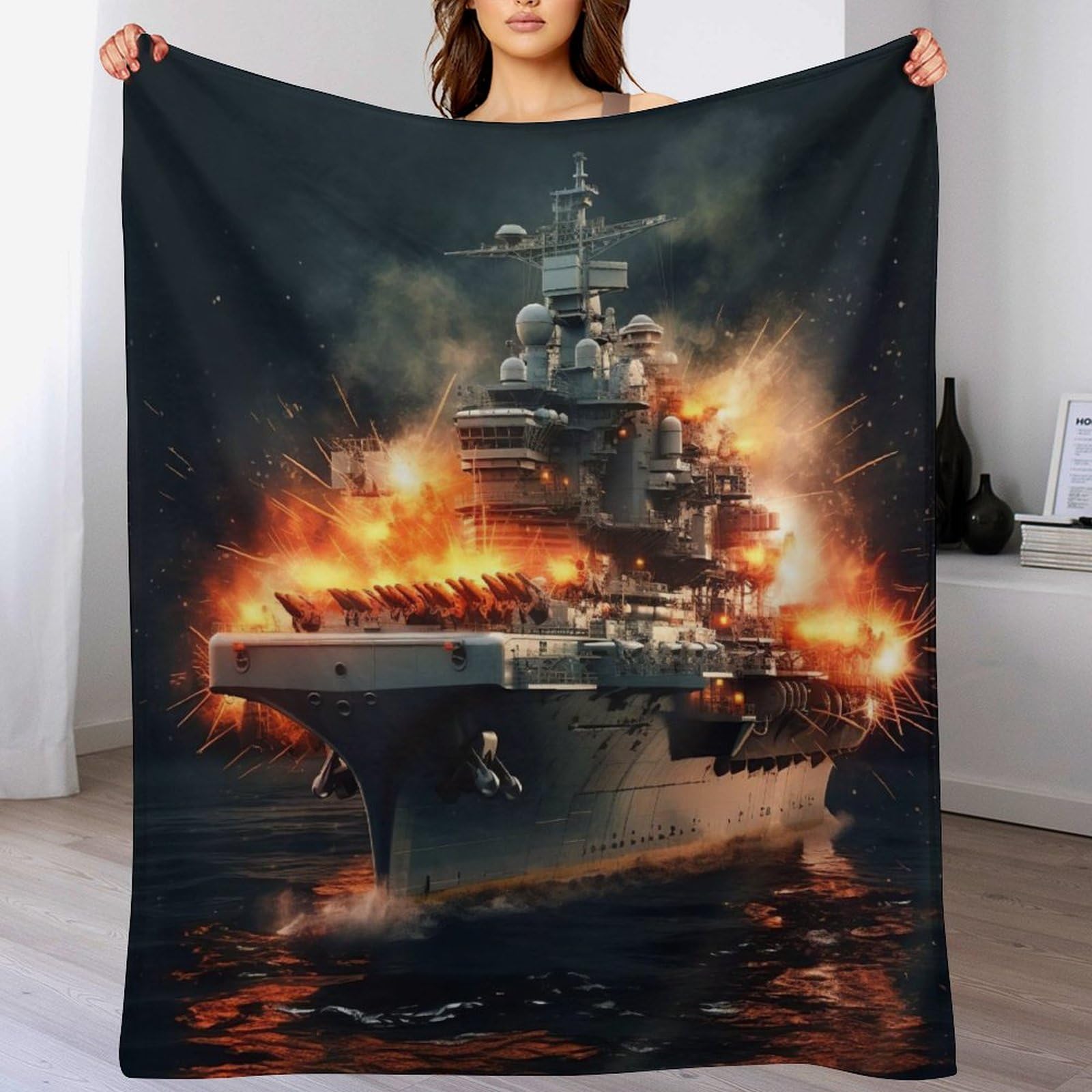 Manta de sofa de buque de guerra para tardes de pelicula y descanso