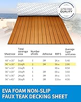 Vista 6 de OCEANBROAD Suelo de espuma EVA para barco con base adhesiva 3M, cubierta marina autoadhesiva de 96''x45.6''/36''/28.8''/16.8'', 48''x16.8'' hoja