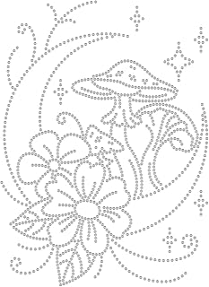 SUPERDANT Moon Flower Crystal Rhinestone Heat Transfer Mushroom Rhinestone Iron on Hotfix Transfer Decal Applique for T-Shirt Vest Shoes Hat Jacket Decor Clothing DIY Accessories