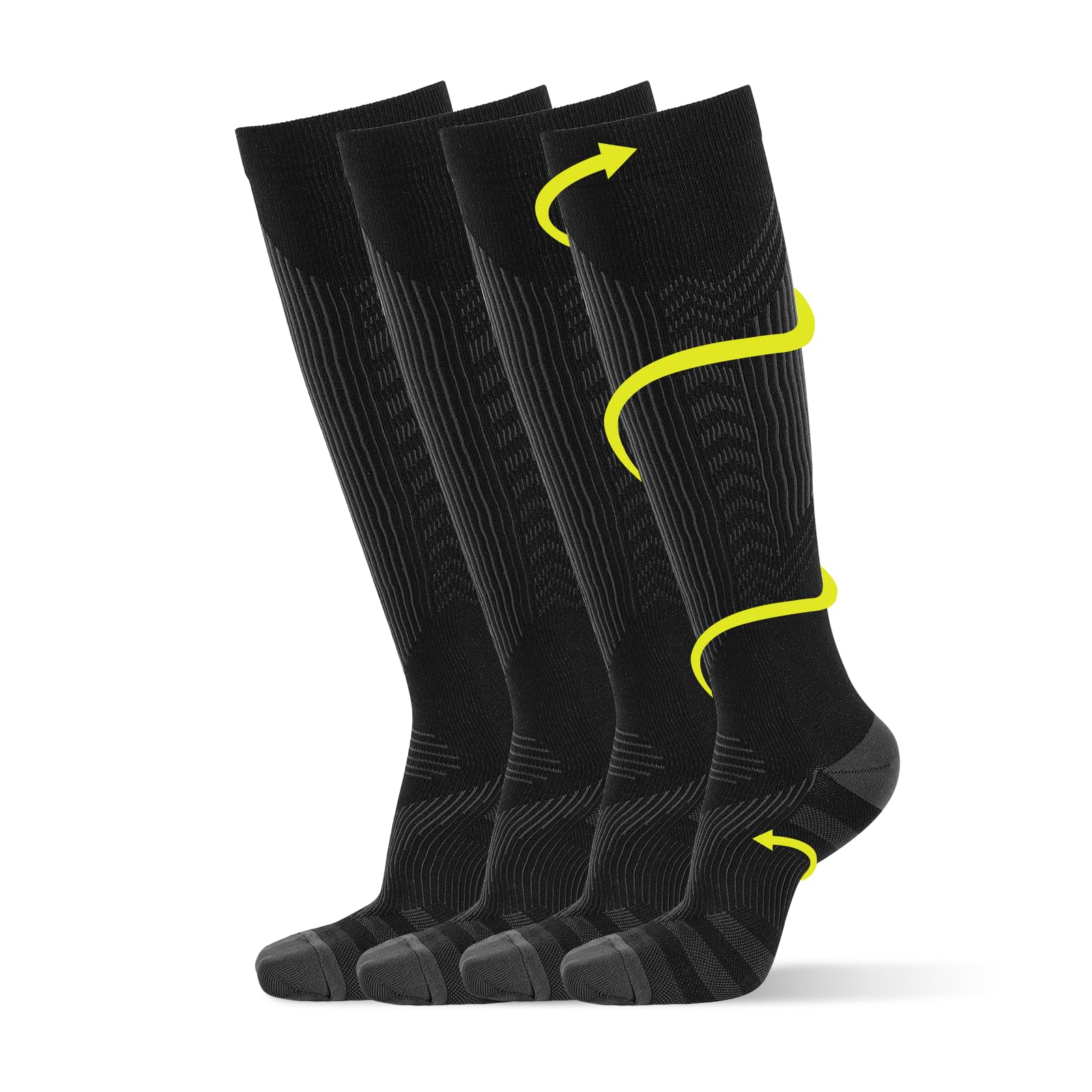 PRAOAHEI 2 pares de calcetines de compresión, calcetines de compresión, calcetines de trombosis, 20-30 mmhg, calcetines de apoyo para hombre y mujer, para deportes, ciclismo, viajes, embarazo, vuelo,