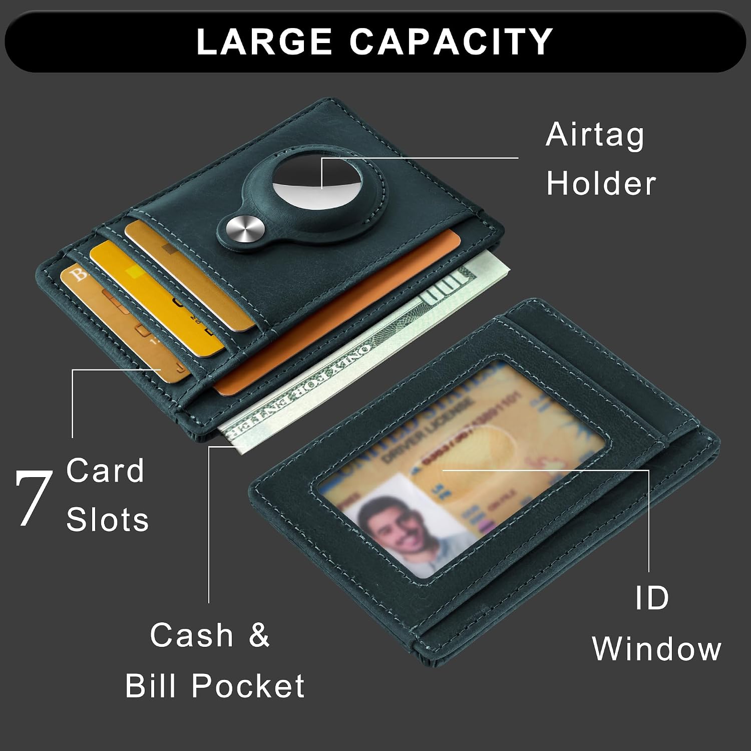 Slim Minimalist Front Pocket Air Tag Wallet Thin Card Holder Wallet image 3
