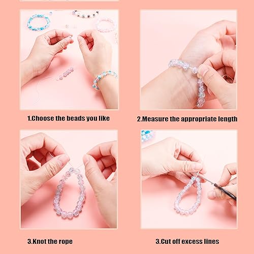 Miniatura 6 de XXYOUPIN Kit de fabricación de joyas para niñas, caja de regalo de pulsera de cuentas de cristal, el mejor collar y pulsera con cuentas de vidrio y