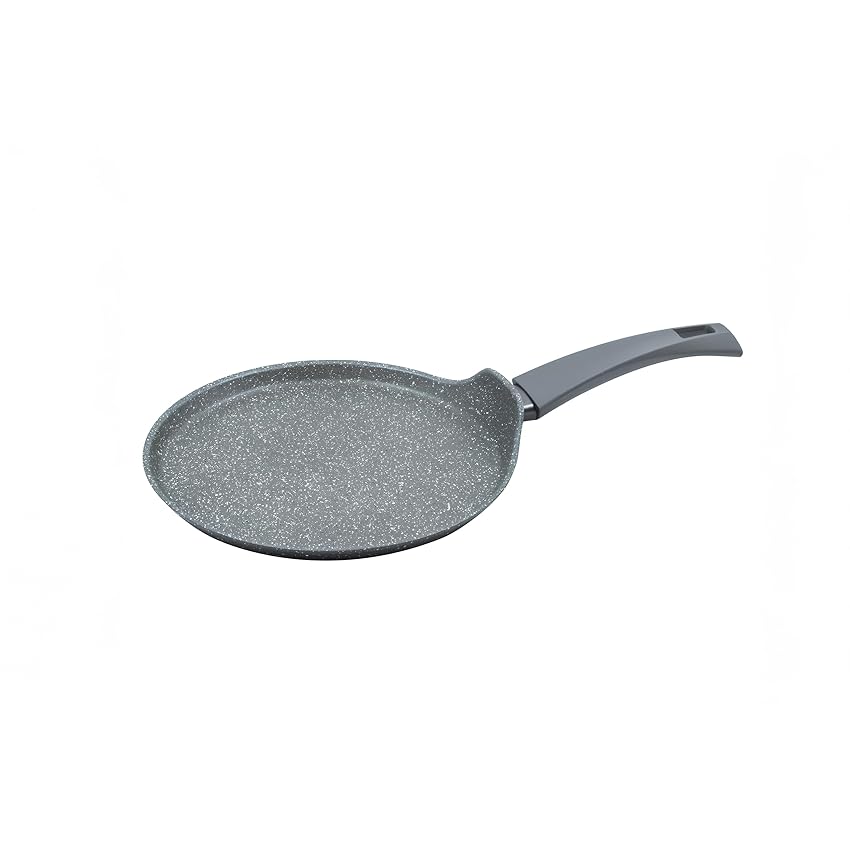 Zanetti - DURAPIETRA Crepiera 28 cm in Alluminio, Padella Antiaderente per Crepes Forgiata ad Alto Spessore, Effetto Pietra e Manico Soft Touch, Per Ogni Piano Cottura Incluso l'Induzione