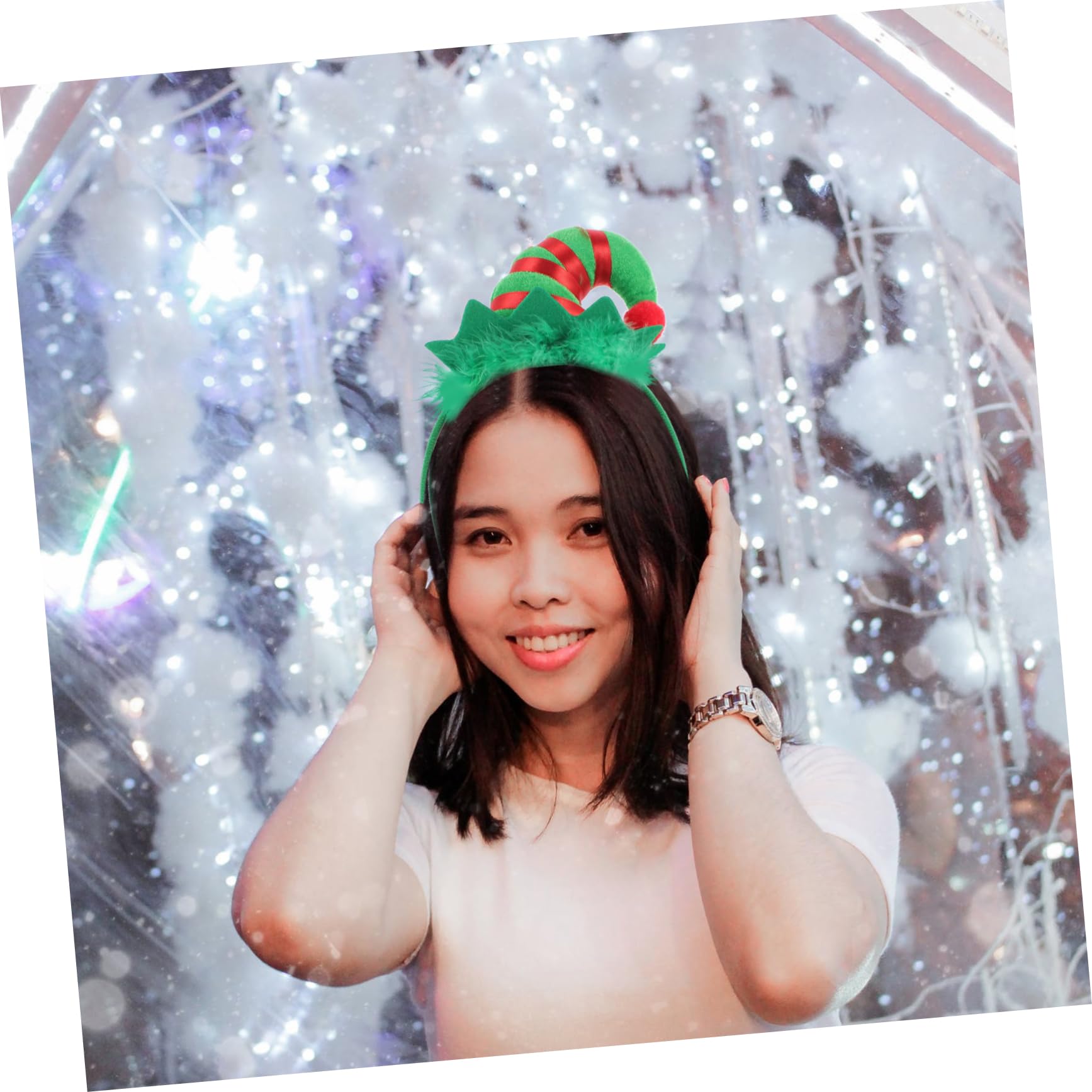 Cabilock 6 Piezas Diadema Navideña Diadema Muñeco Nieve Sombrero Duende Selecciones Muñecas Para Pasteles s Navideñas Tela Árbol Navidad Anillo Pelo