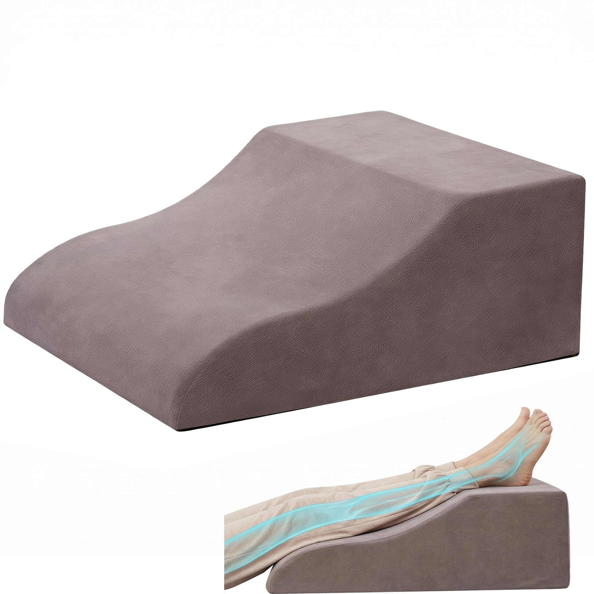 Beinkissen, Ergonomisches Venenkissen für Zeit nach Operationen | Orthopädisches Keilkissen Beinhochlagerungskissen mit Memory Foam – Waschbarer atmungsaktiver Bezug, 57x45x20cm.