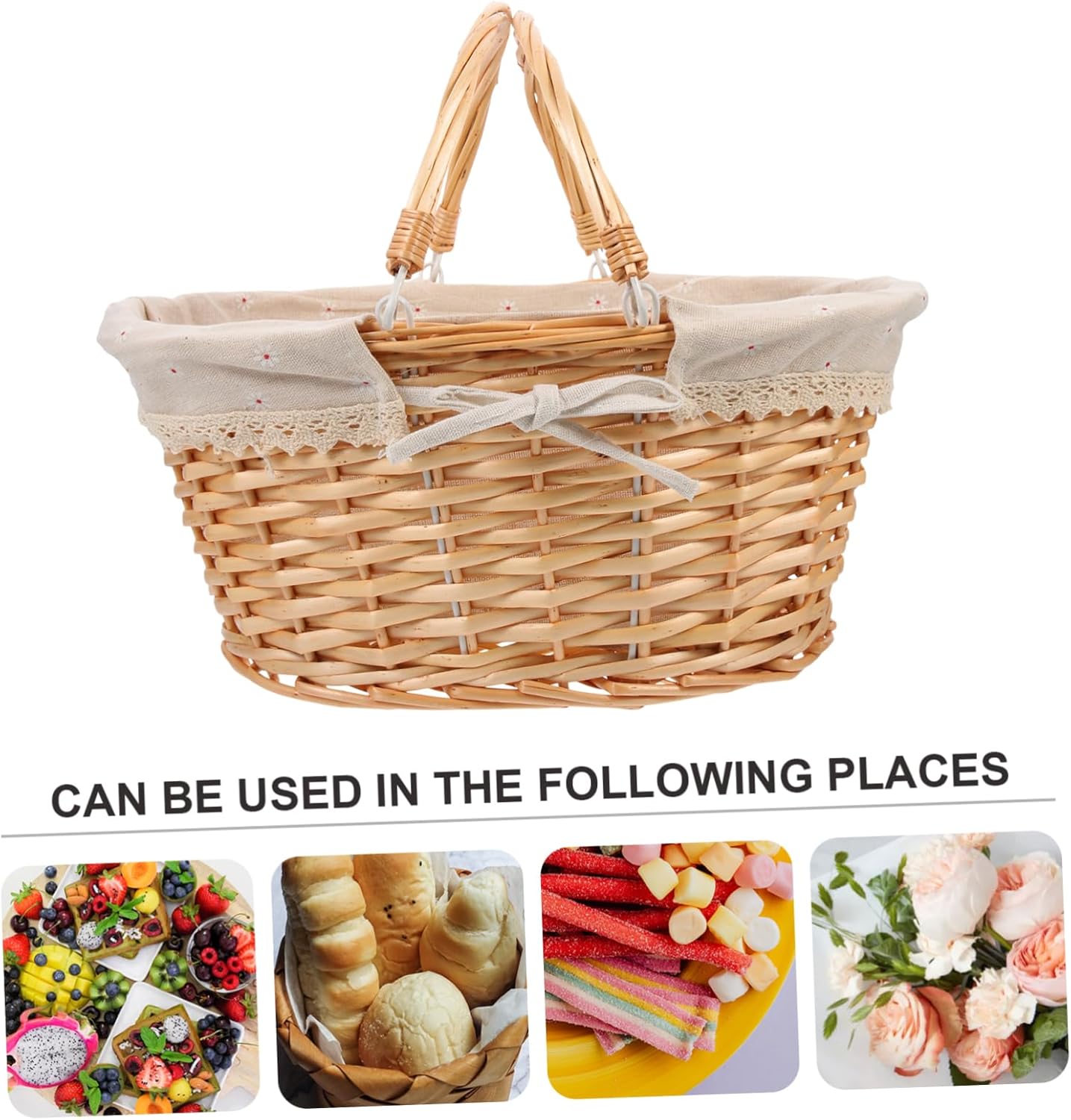 Handmade Storage Basket Fruit Basket Lid Boho Decor Flower Pot Holder for Home