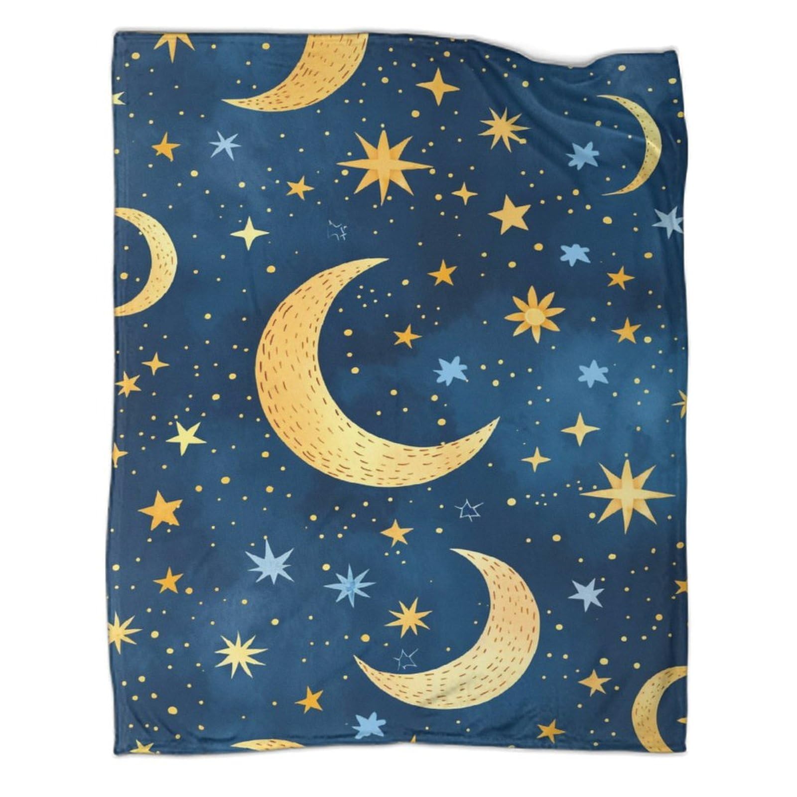 Couverture de voyage lune et étoiles pour des soirées cocooning sur le canapé