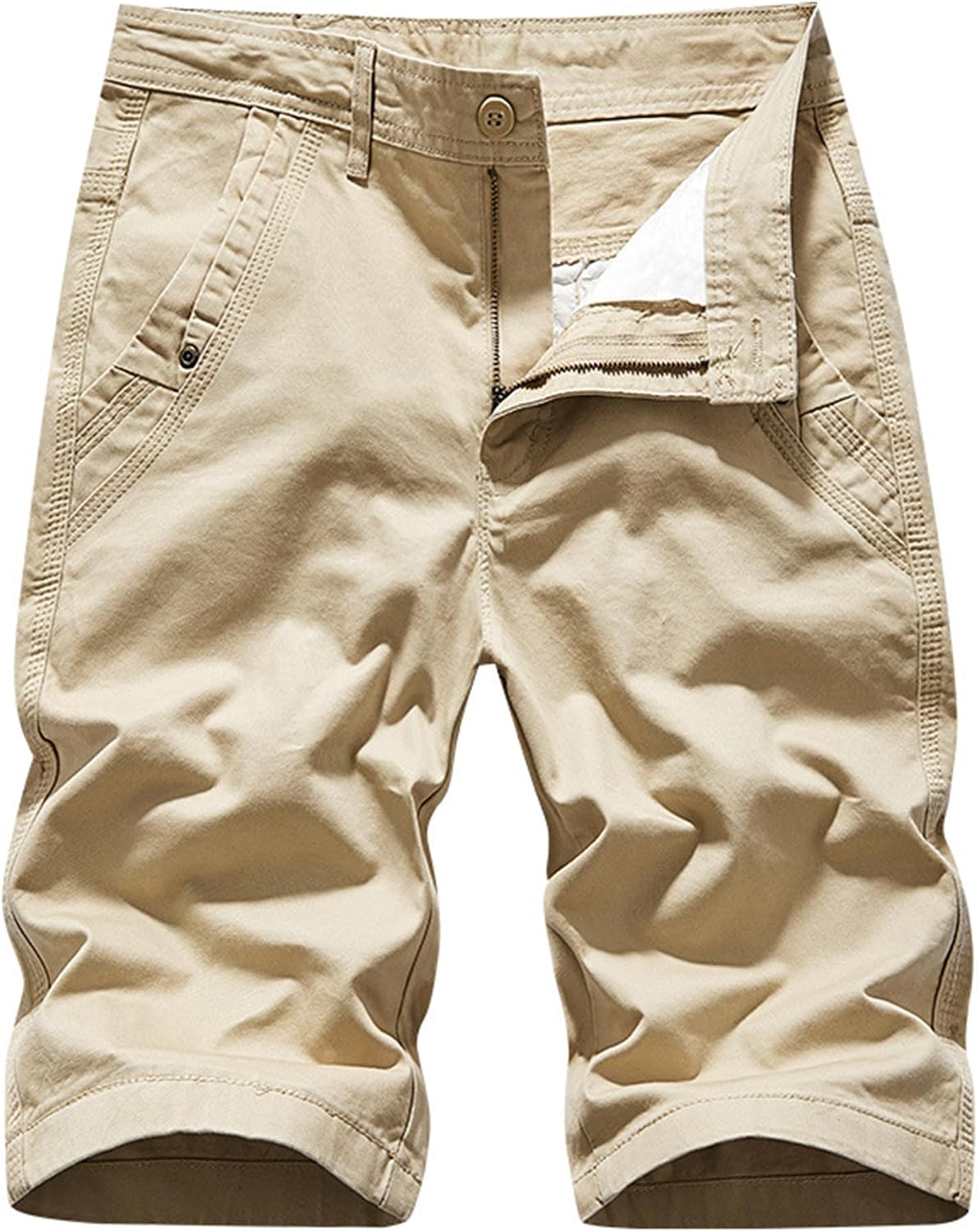 DGHM-JLMY Men Summer Solid Cotton Straight Shorts Loose Fit Multi-Pocket Cargo Shorts Relaxed Fit Outdoor Casual Hiking Short