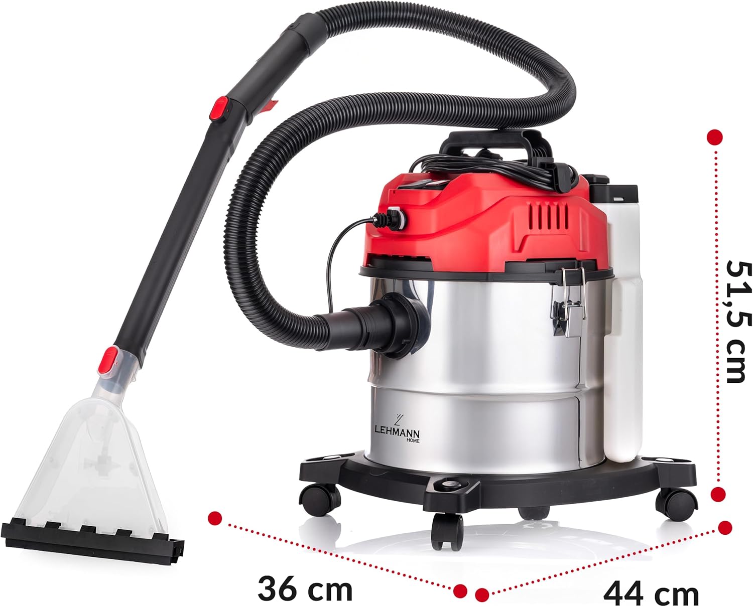 Dimensions of the LEHMANN cleaner: 44cm x 36cm x 51.5cm