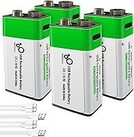 Vista 14 de Paquete de 4 pilas AA, pilas AA recargables, 2600 mwh con cable de carga USB tipo C 4 en 1, baterías de litio doble A, batería AA de 1.5 V, potencia