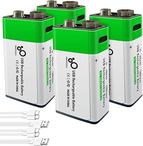 Paquete de 4 baterías de 9 V, batería de 9 voltios para alarmas de humo, batería de 9 V para detector de humo, baterías cuadradas de litio Paquete de 4 baterías de 9 V, batería de 9 voltios para alarmas de humo, batería de 9 V para detector de humo, baterías cuadradas de litio