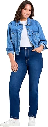 Avenue Womens Plus Size Petite Butter Denim Straight Leg Jean