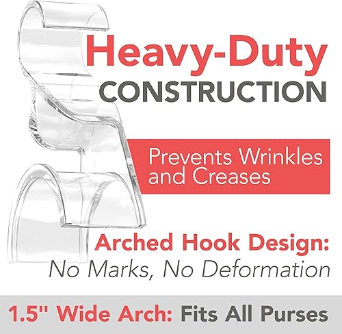 Miniatura 5 de Wiosi Juego de 3 perchas transparentes de alta calidad, organizadores de acrílico duradero y colgador de bolsas de almacenamiento para armario de