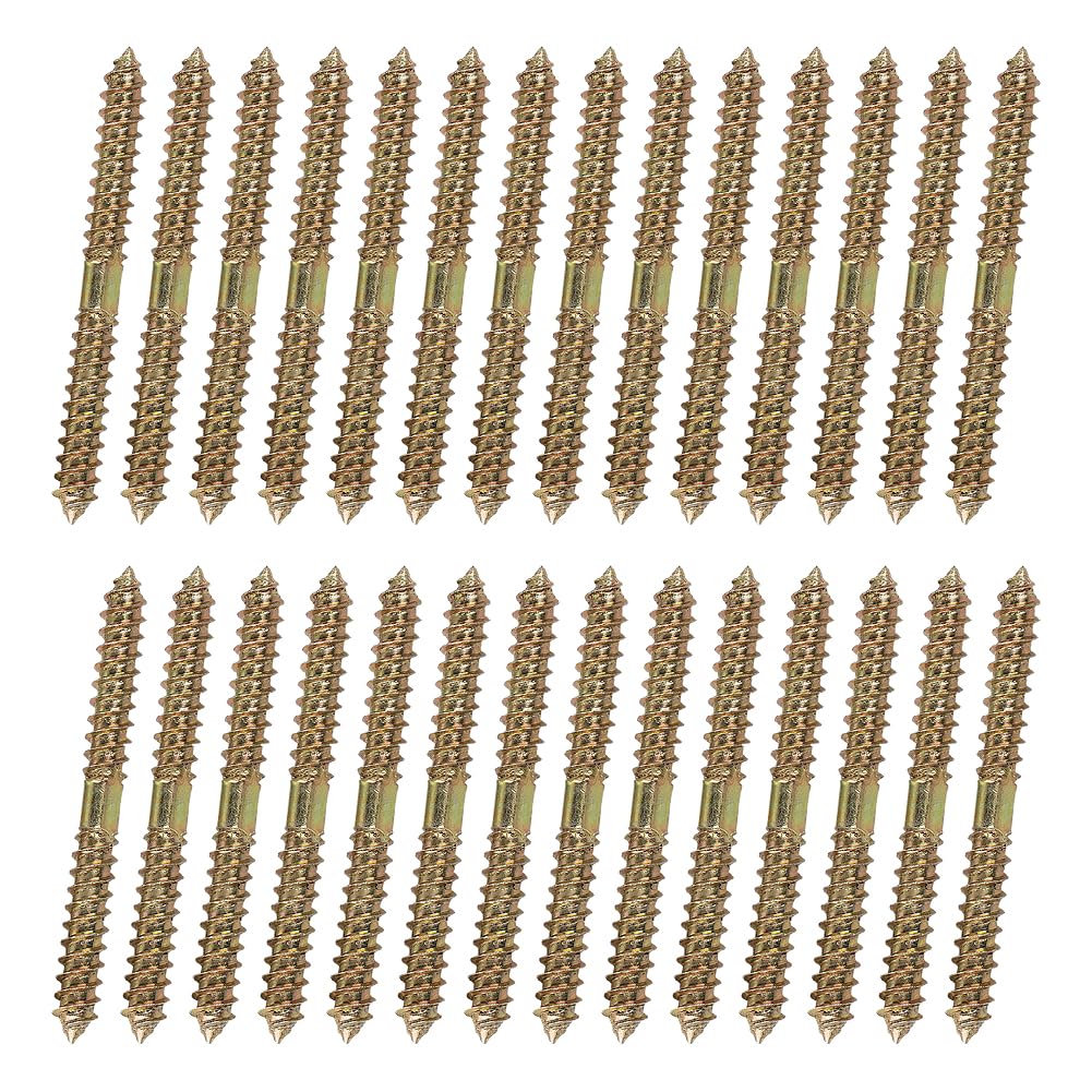 GSHLLO 50 Pcs 5 x 40mm M5 Hanger Bolts, Double Ended Self Tapping Screws, Metal Wood Connect Dowel Screws, Double Screw Threaded Rod Bolts