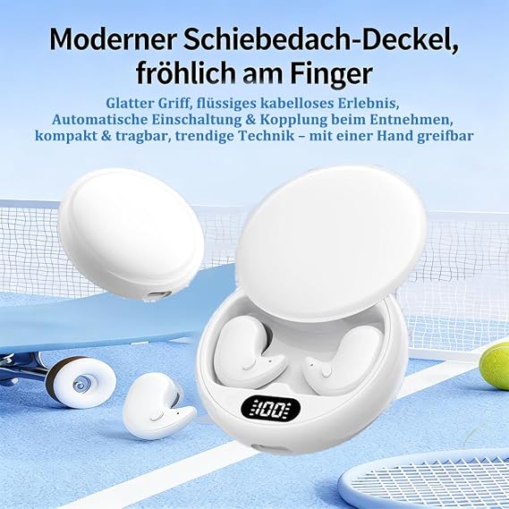 Mindbuds Headphones Comfortable Earbuds without Pressure Feeling Mindbuds Invisible Sleep Headphones with LED Charging Case & Display In-Ear Headphones for Sleeping Working Sports (Beige