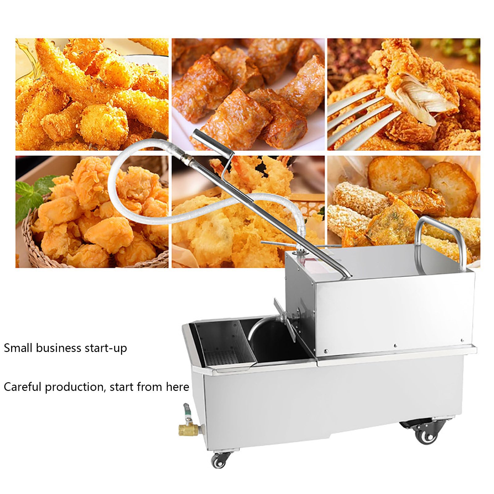 Máquina de Filtrado de Aceite para Freidora Móvil Comercial de 65 L/Camión con Filtro de Aceite, Filtrado de Aceite para Freír con Filtro de 550 W para Restaurantes, Sedimentación por Gravedad