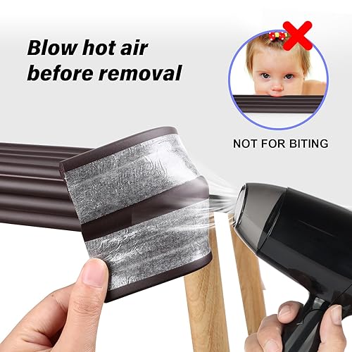 Miniatura 5 de Tradder Protector de esquina de seguridad extra ancho, protector de borde de cuna, funda de parachoques para muebles a prueba de bebés con adhesivo