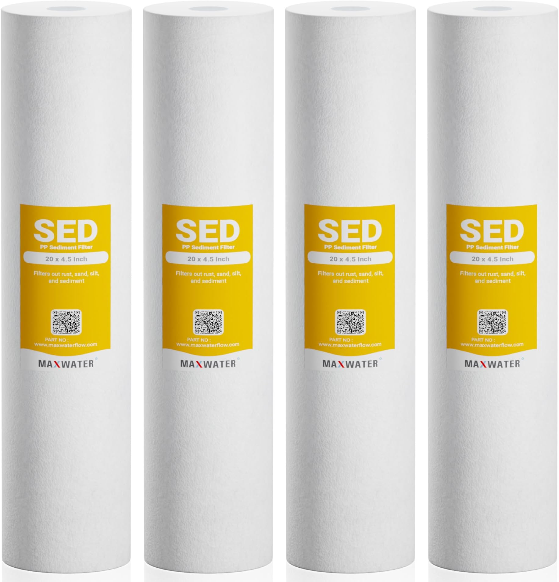5 Micron 20 x 4.5 Sediment Filter 20 inch Whole House BB Water Filtration System Replacement Compatible Cartridge DGD-5005-20, FP25B, AP810-6, FPMB5-20, P5-20, 155358-43, SDC-45-2005