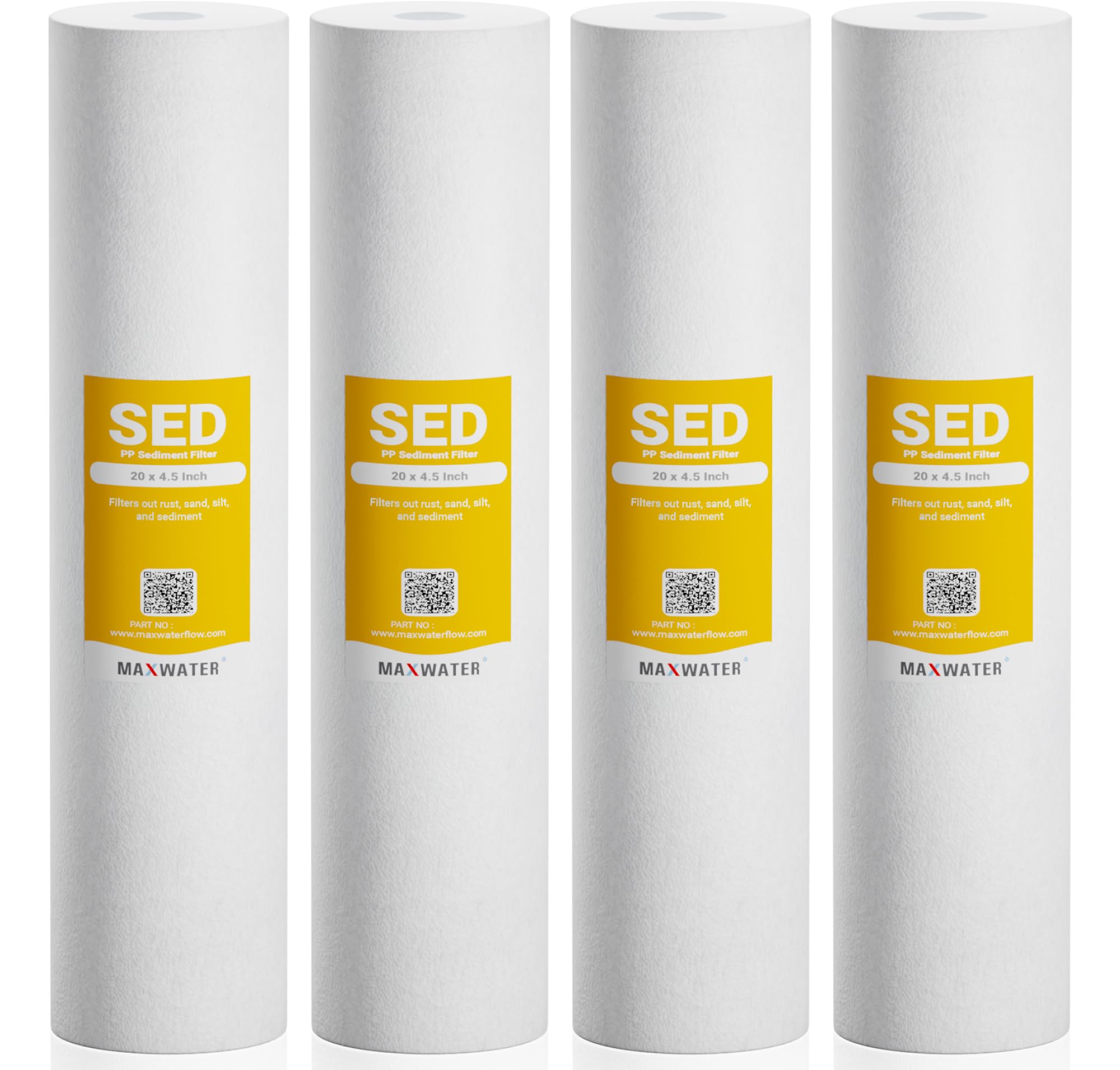 Max Water 5 Micron 20 x 4.5 Sediment Filter 20 inch Whole House BB Water Filtration System Replacement Compatible Cartridge DGD-5005-20, FP25B, AP810-6, FPMB5-20, P5-20, 155358-43, SDC-45-2005