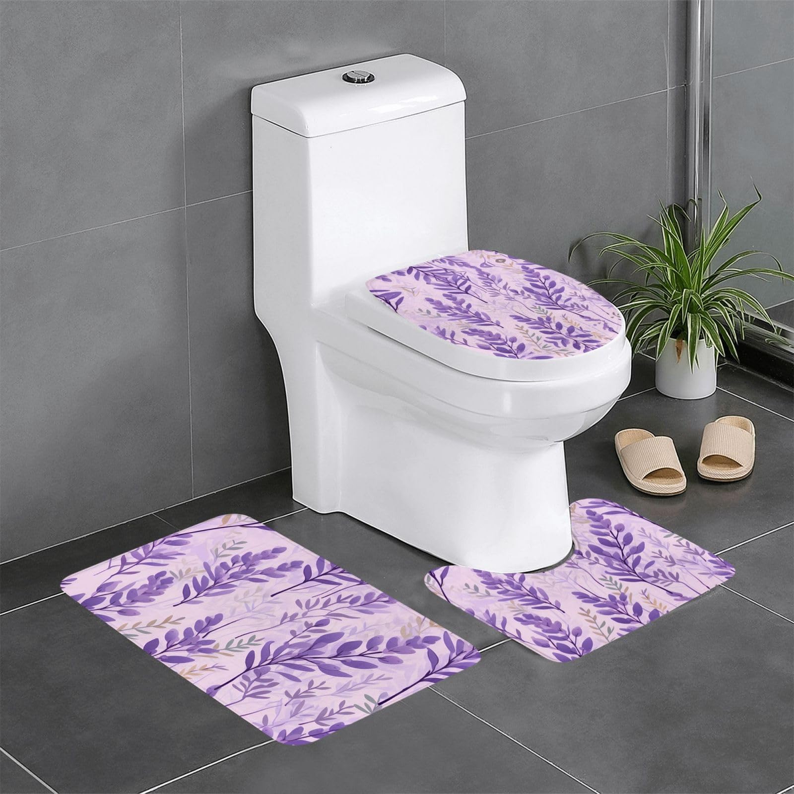 Tapis de salle de bain antidérapants lavande résistant à l'humidité pour WC