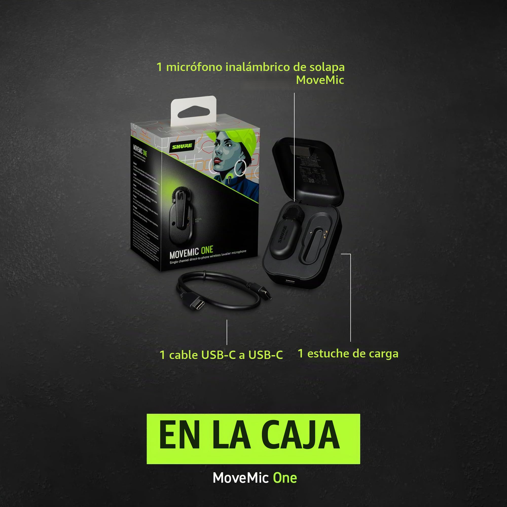Amazon.com: Shure MoveMic One - Micrófono Lavalier Inalámbrico Pro